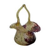 Murano vintage blown glass basket vase
