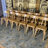 Suite of 12 bistro chairs model "Banana" Luterma
