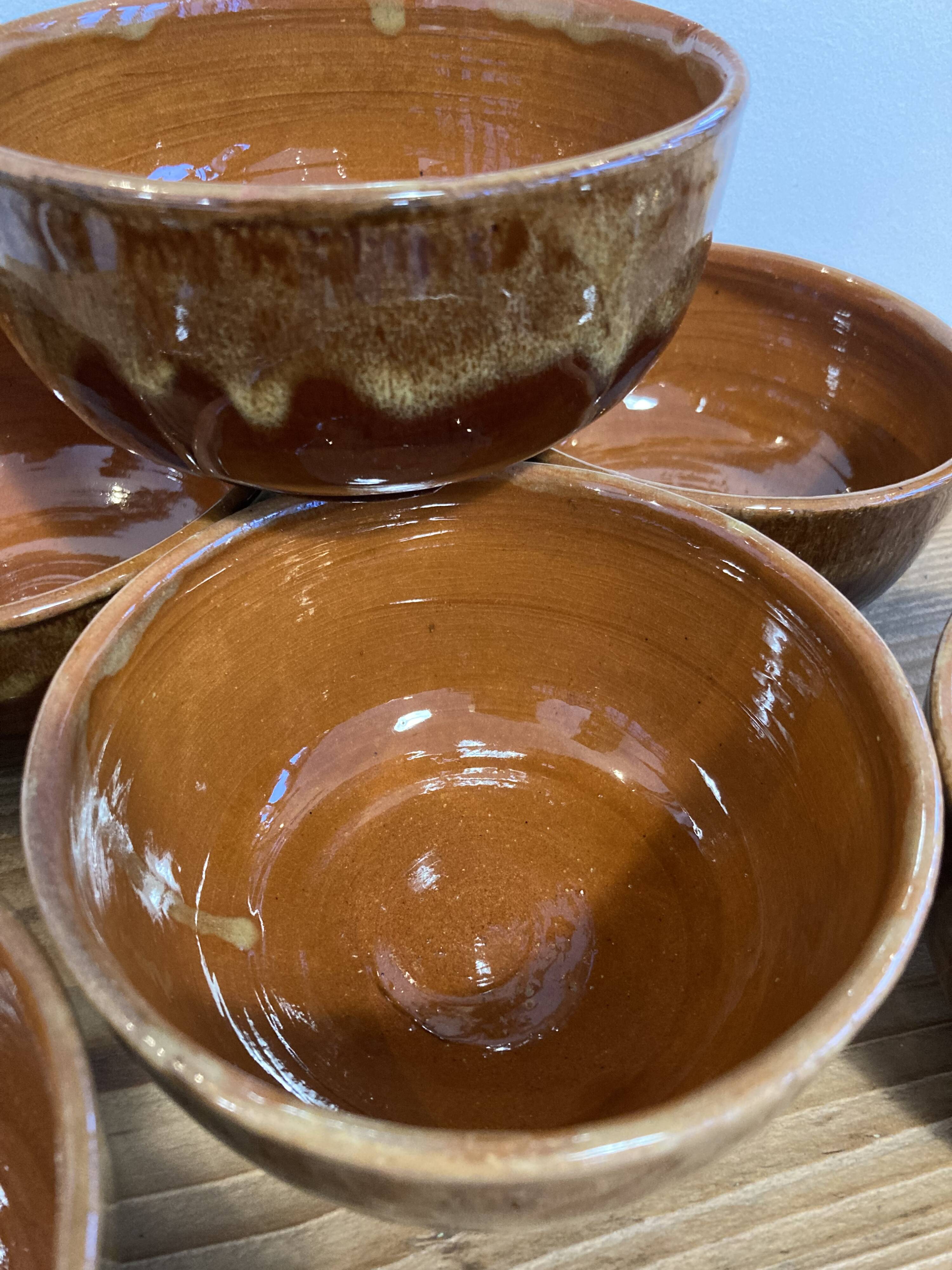 Set of 6 glazed earthenware bowls