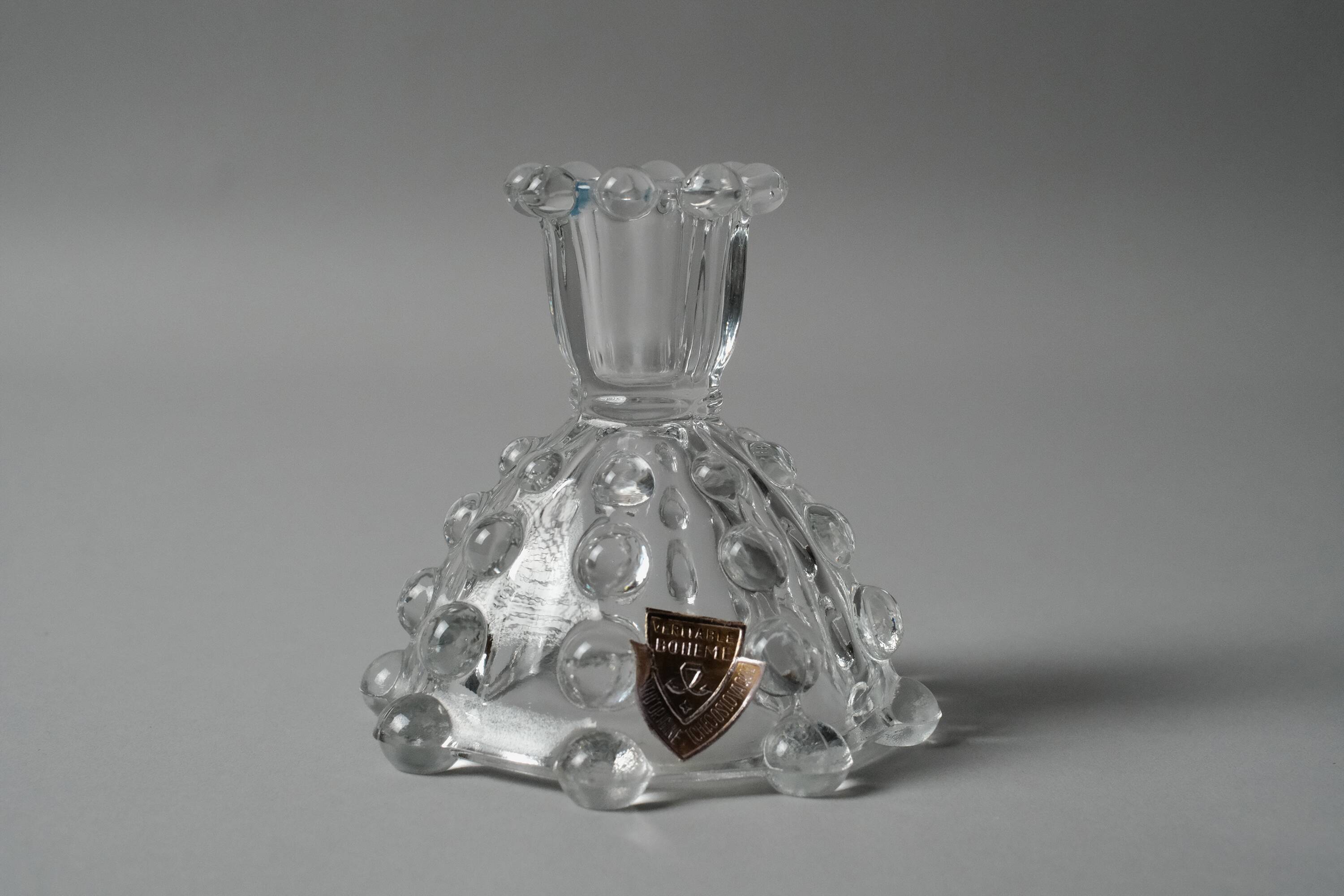 Paire de bougeoirs réversibles en cristal Bohemia, Tchécoslovaquie