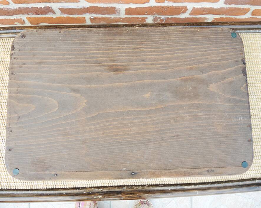 Old large wooden and brass serving tray