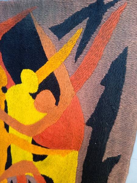 Vintage design canvas tapestry from the 70s
