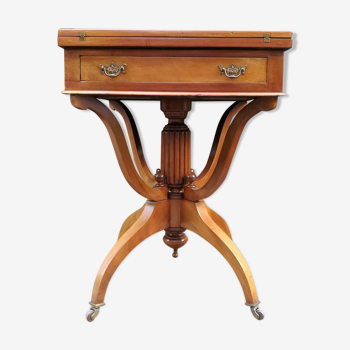 "handkerchief" game table in blond mahogany