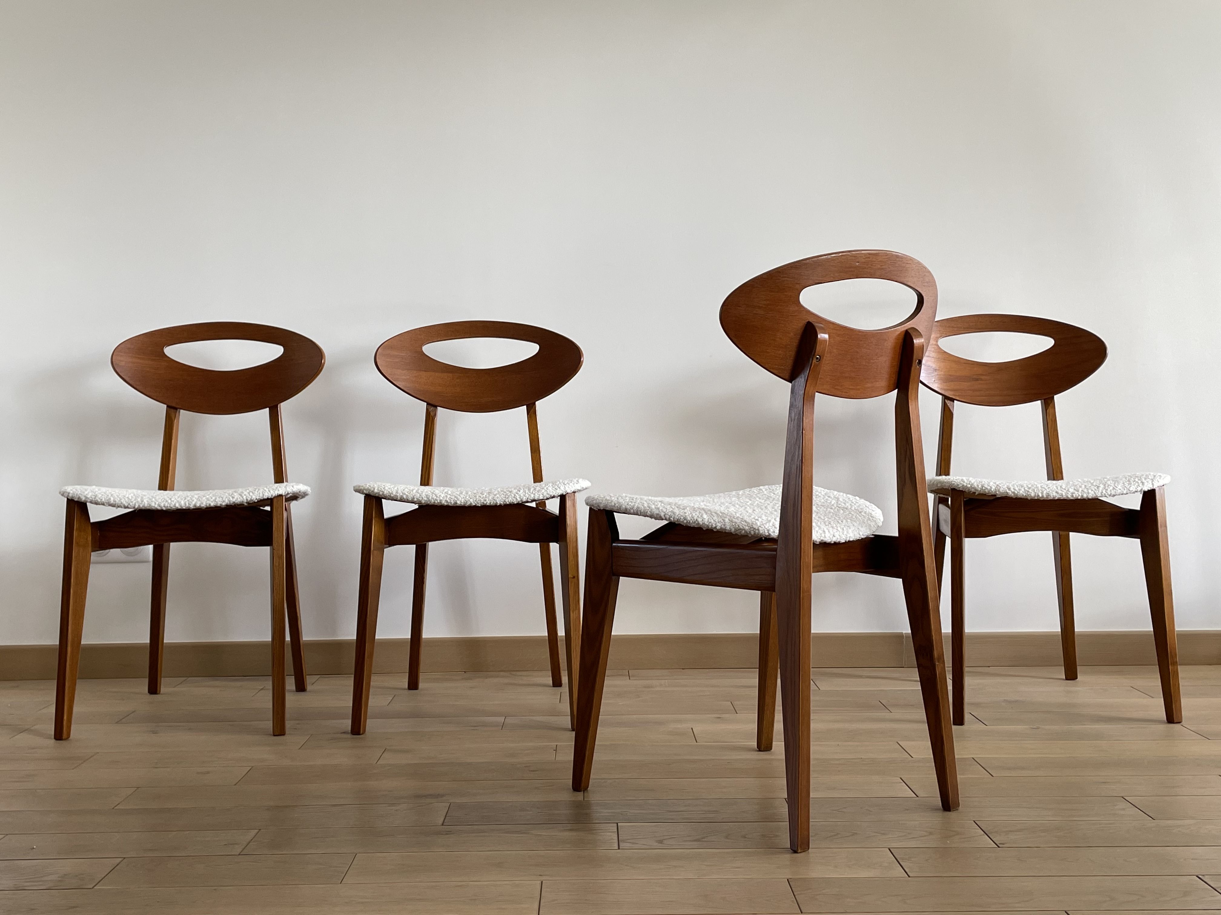 Lot 4 vintage chairs by Roger Landault for Sentou, France 1950