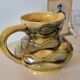 Amber faceted pitcher Sarreguemines pottery