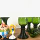 Service of 6 roemer glasses in green crystal