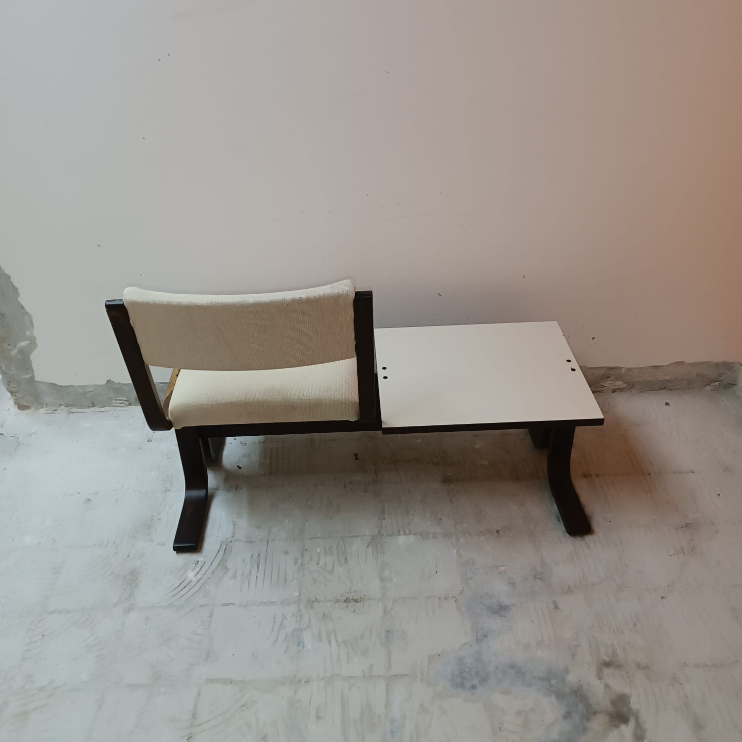 Chair + table on beam vintage 80s