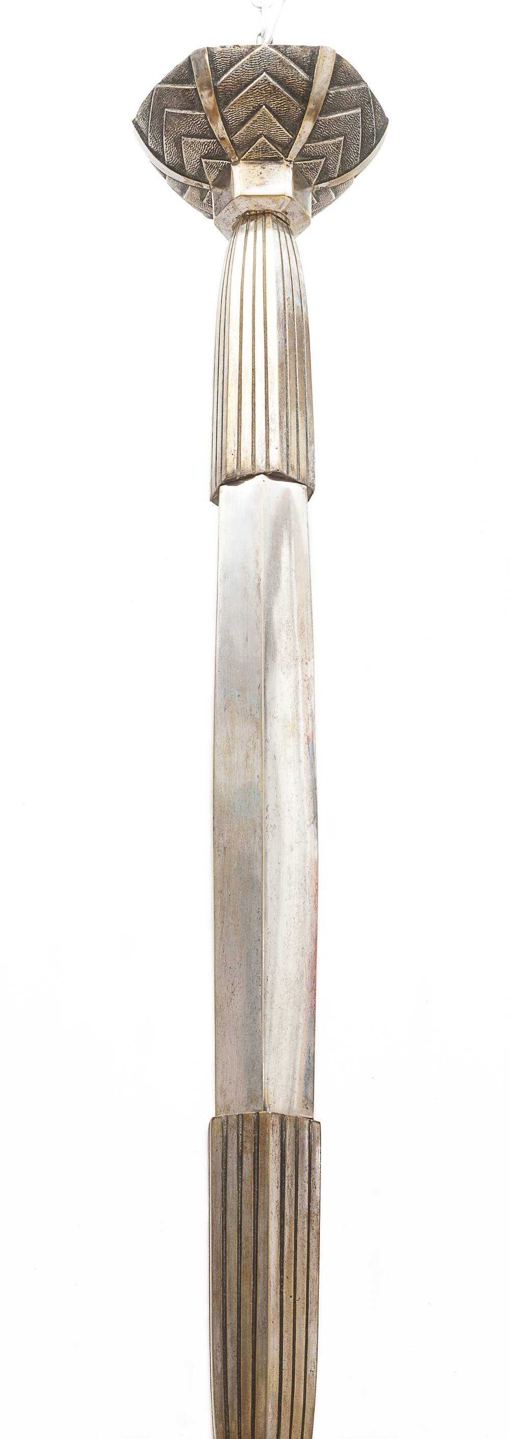 Art Deco silver-plated brass chandelier, 1920