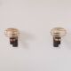 Pair of vintage wall lights, brass and amber glass, France, 1970.
