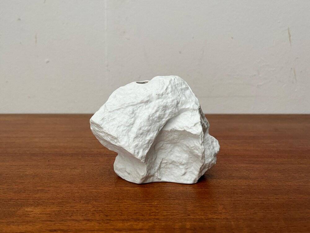 Vintage white porcelain rock vase from KPM Royal Porcelain, 1970s.