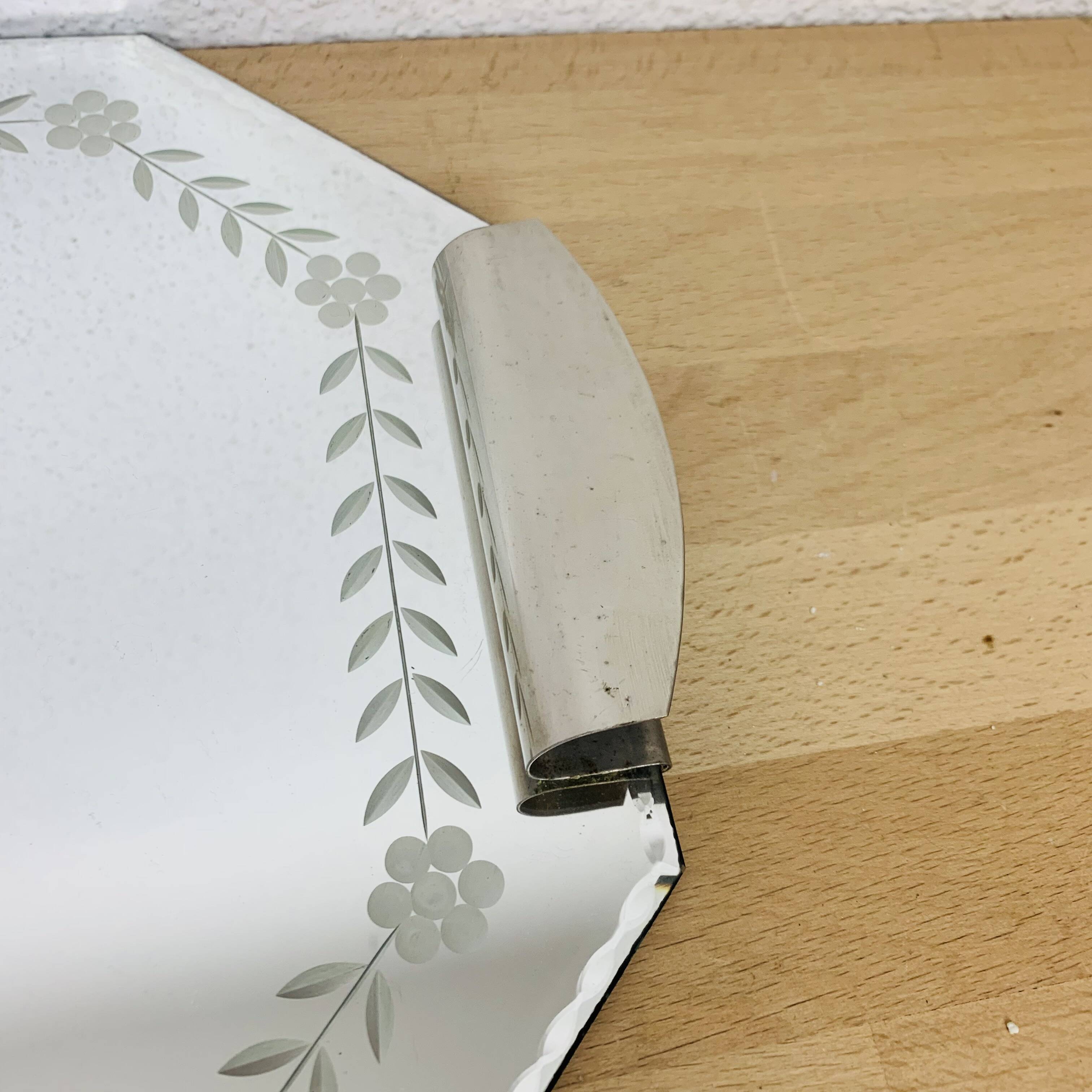 2 beveled art deco mirror trays