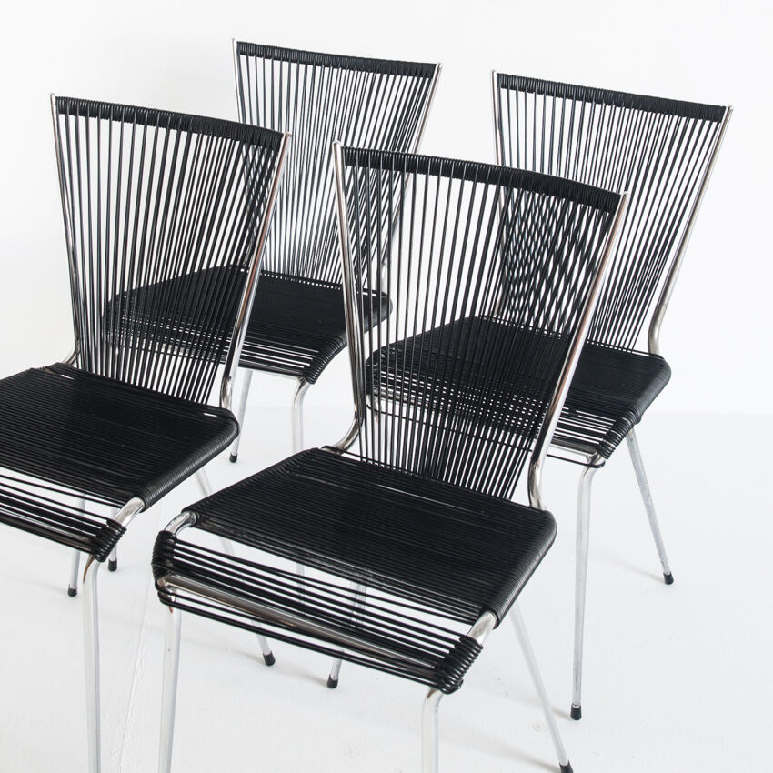 Set of 4 chairs "scoubidou", France, 1960s