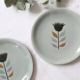 Set of 4 flat plates Salins, Montpezat pattern, vintage French