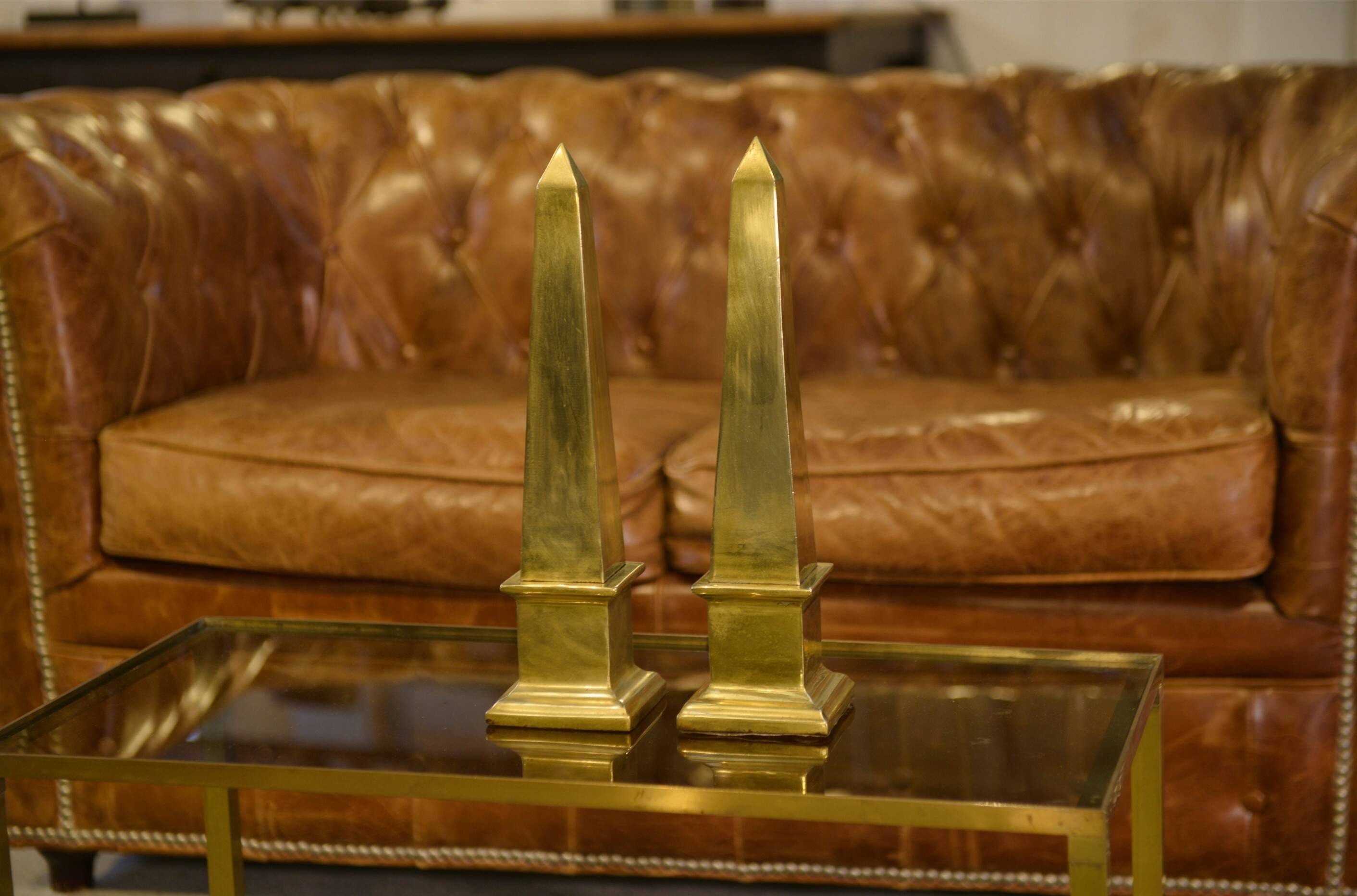 Pair of brass obelisks 1960s