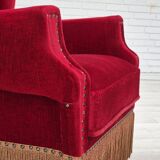 Fauteuil danois, originale, meuble en velours, pieds en bois de chêne