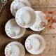 Set of 6 vintage deep plates, Anemone pattern from Digoin Sarreguem.