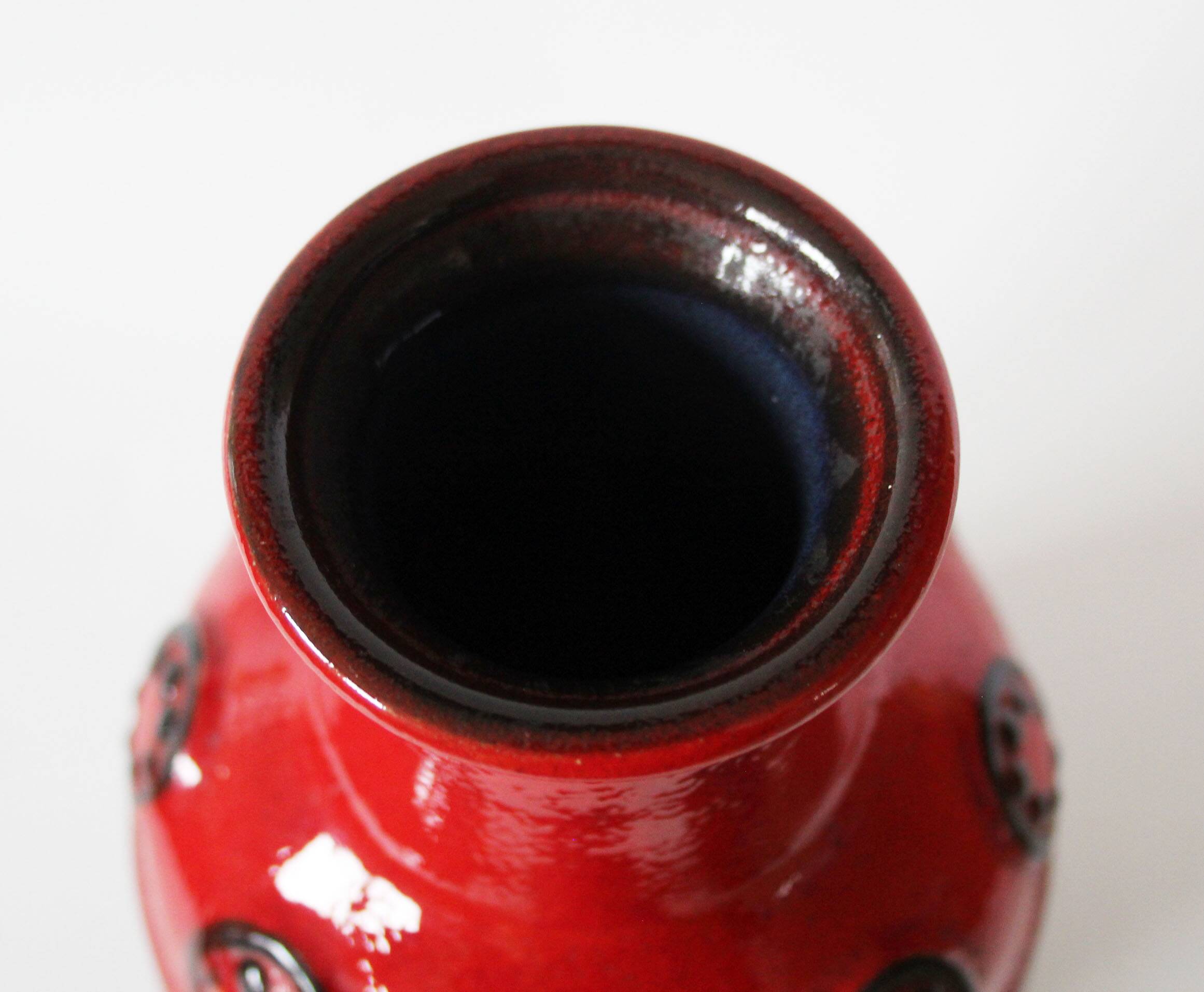 Vintage Vase en céramique rétro milieu du siècle, Allemagne, rouge