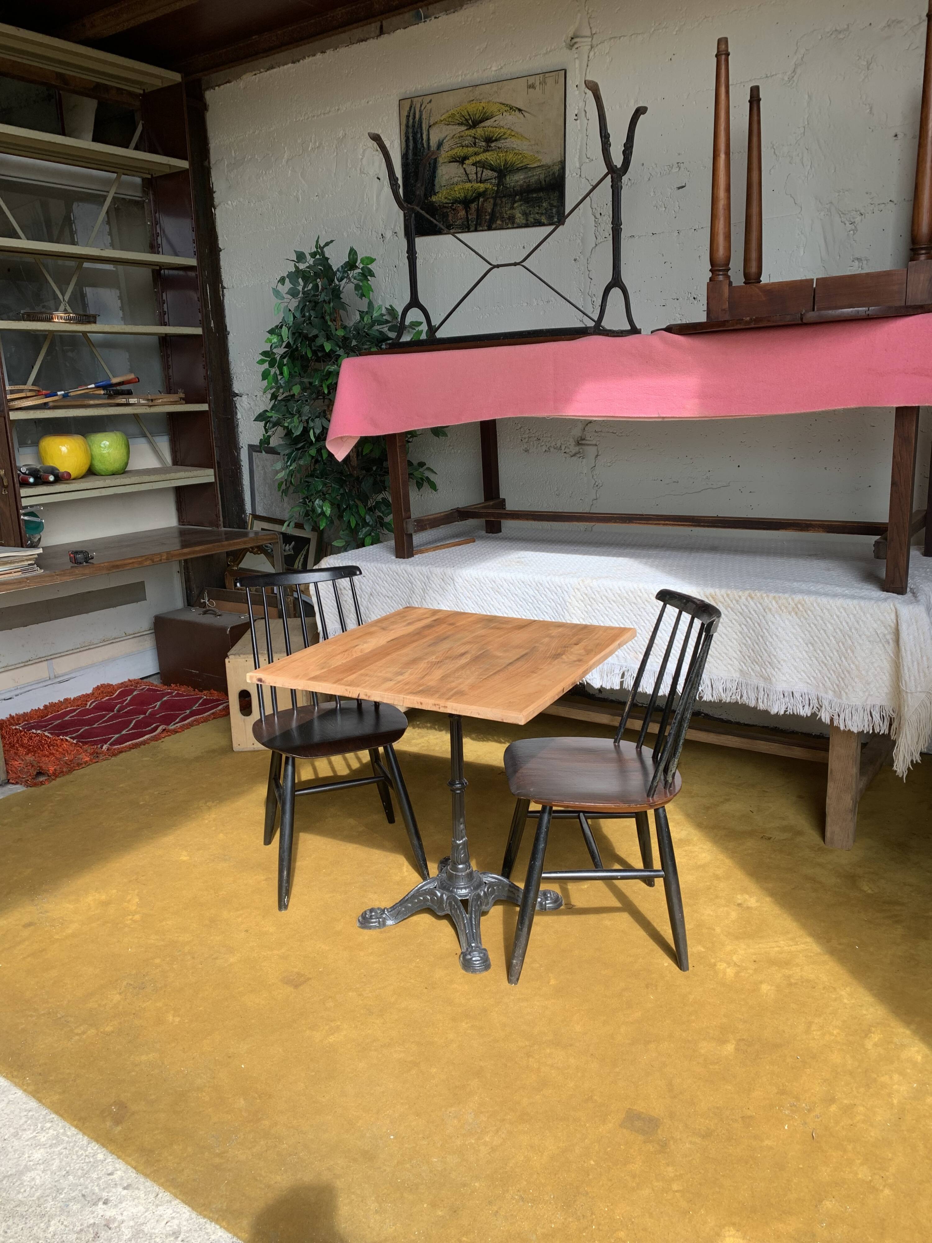 Raw wood bistro table