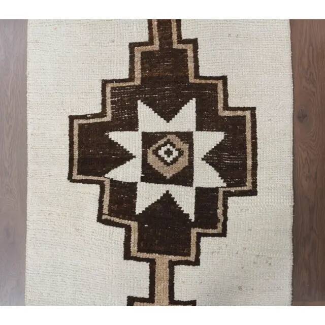 1970s Vintage Turkish Hand-Knotted Wool Cotton Beige Runner Rug 85x310