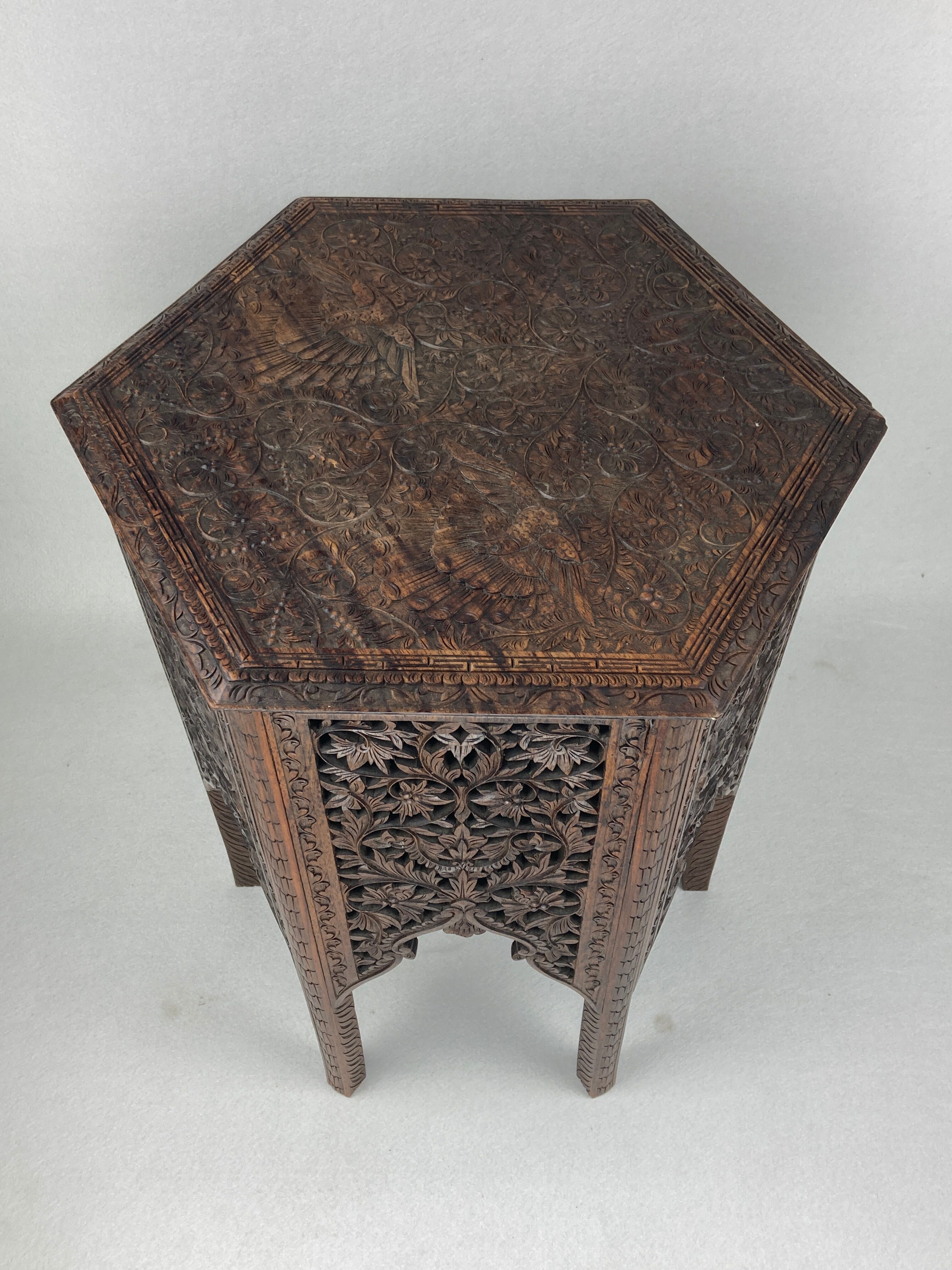 Antique 19th century burmese hand carved side or end table