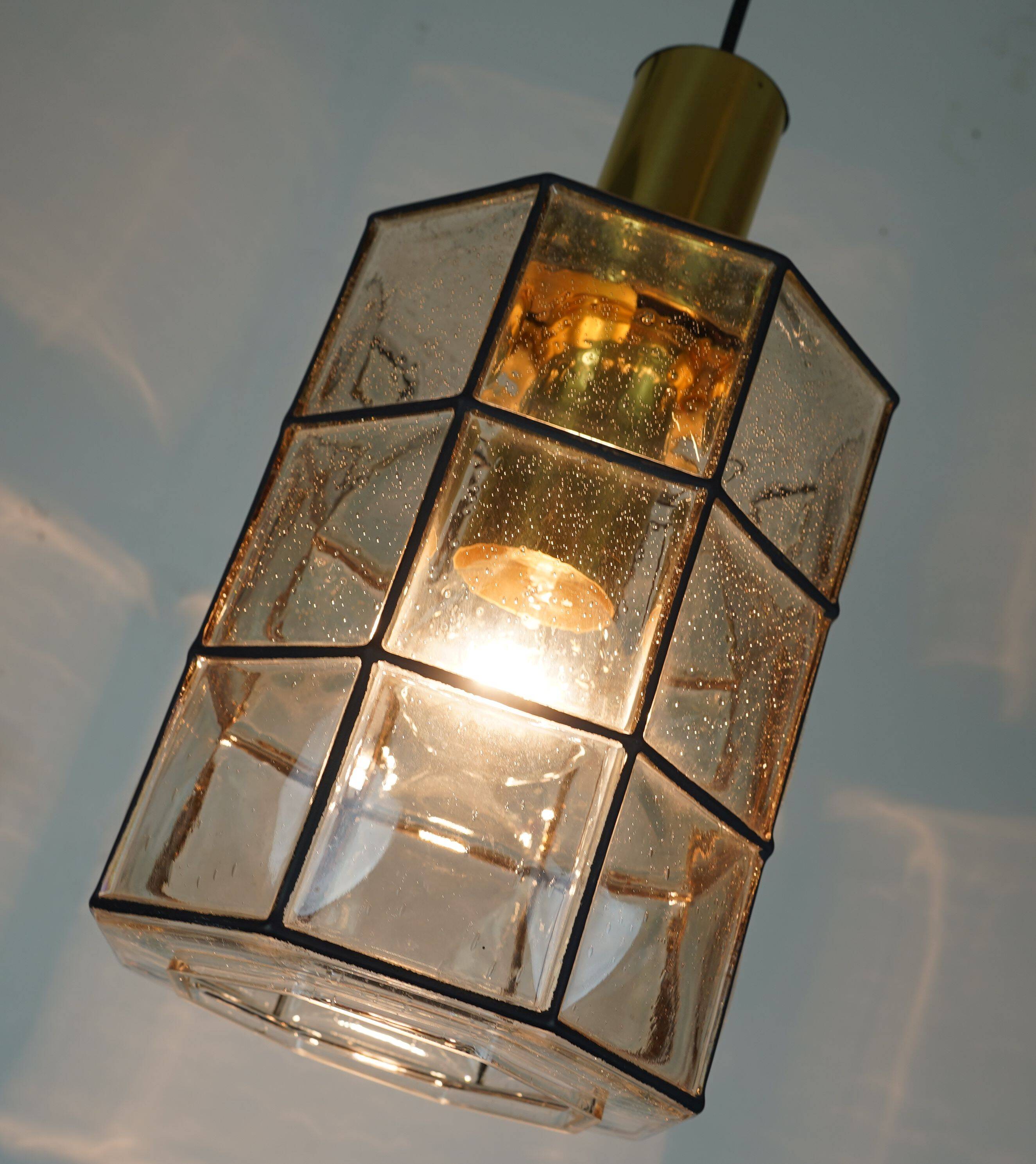 glashuette limburg hanging LAMP 1960's 70's glass pendant light model P292