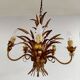 Vintage Hollywood regency brass wheat pendant lamp