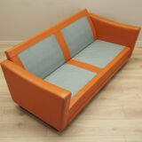 Orange leather sofa, Danish design, 1970s, production: Denmark