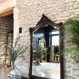 Louis-Philippe wooden mirror, pediment, beveled ice 150x86cm