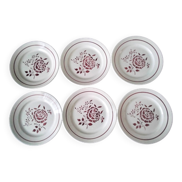 6 Lunéville earthenware dessert plates, Claudine model.