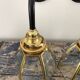 Pair of vintage glass and brass sconces electrified to nine