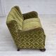 1960s, Danish 3-seater sofa, furniture velour, carved oak wood.
