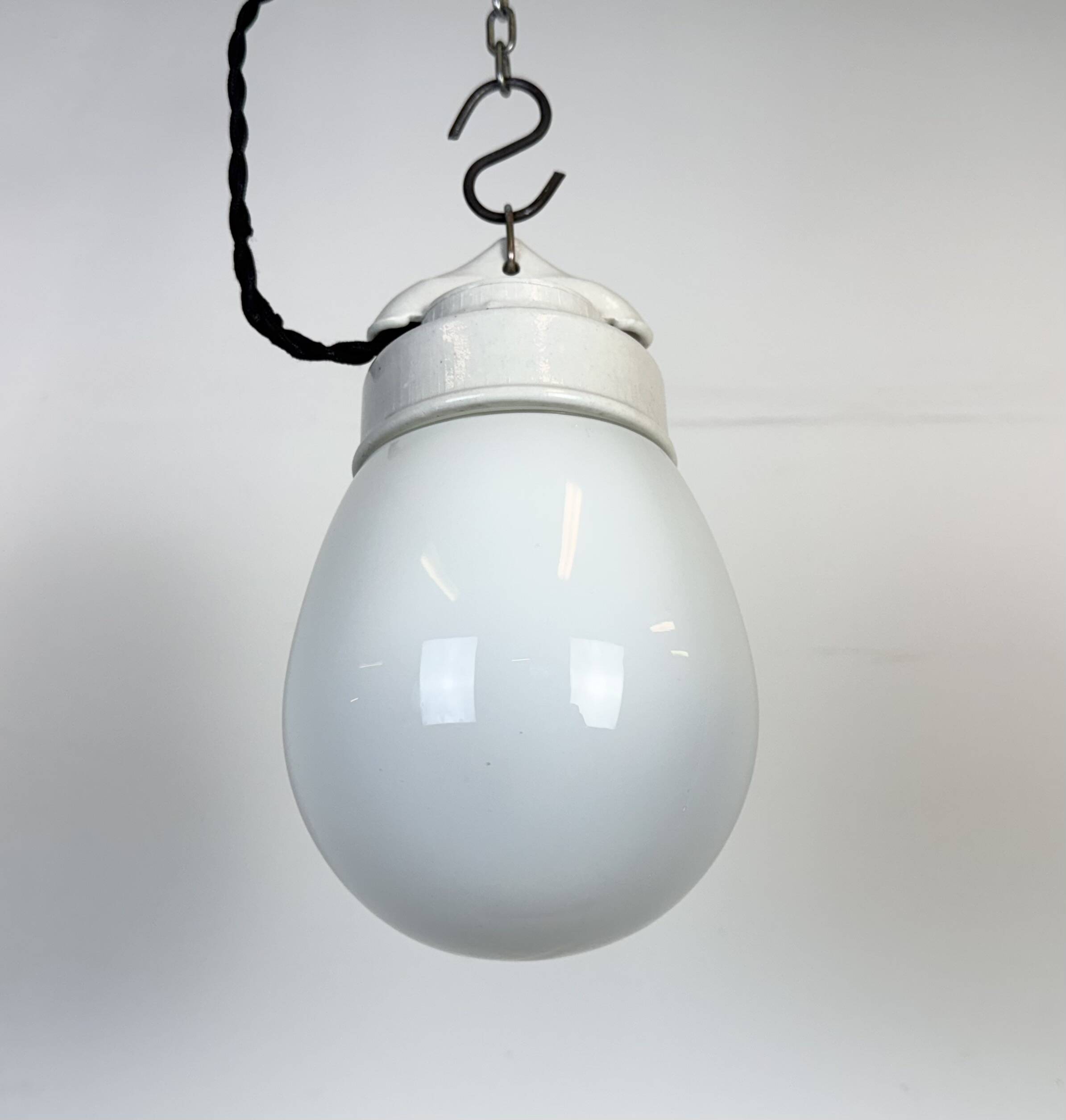 Vintage White Porcelain Pendant Light, 1970s