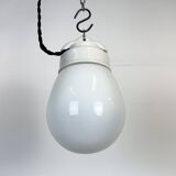 Vintage White Porcelain Pendant Light, 1970s