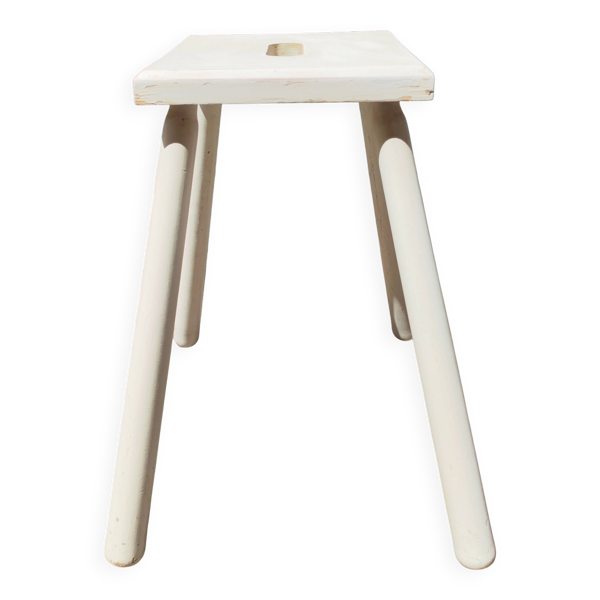 Tabouret d'atelier en bois blanc