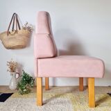 Vintage fan-back armchair – Art Deco style – Powder pink