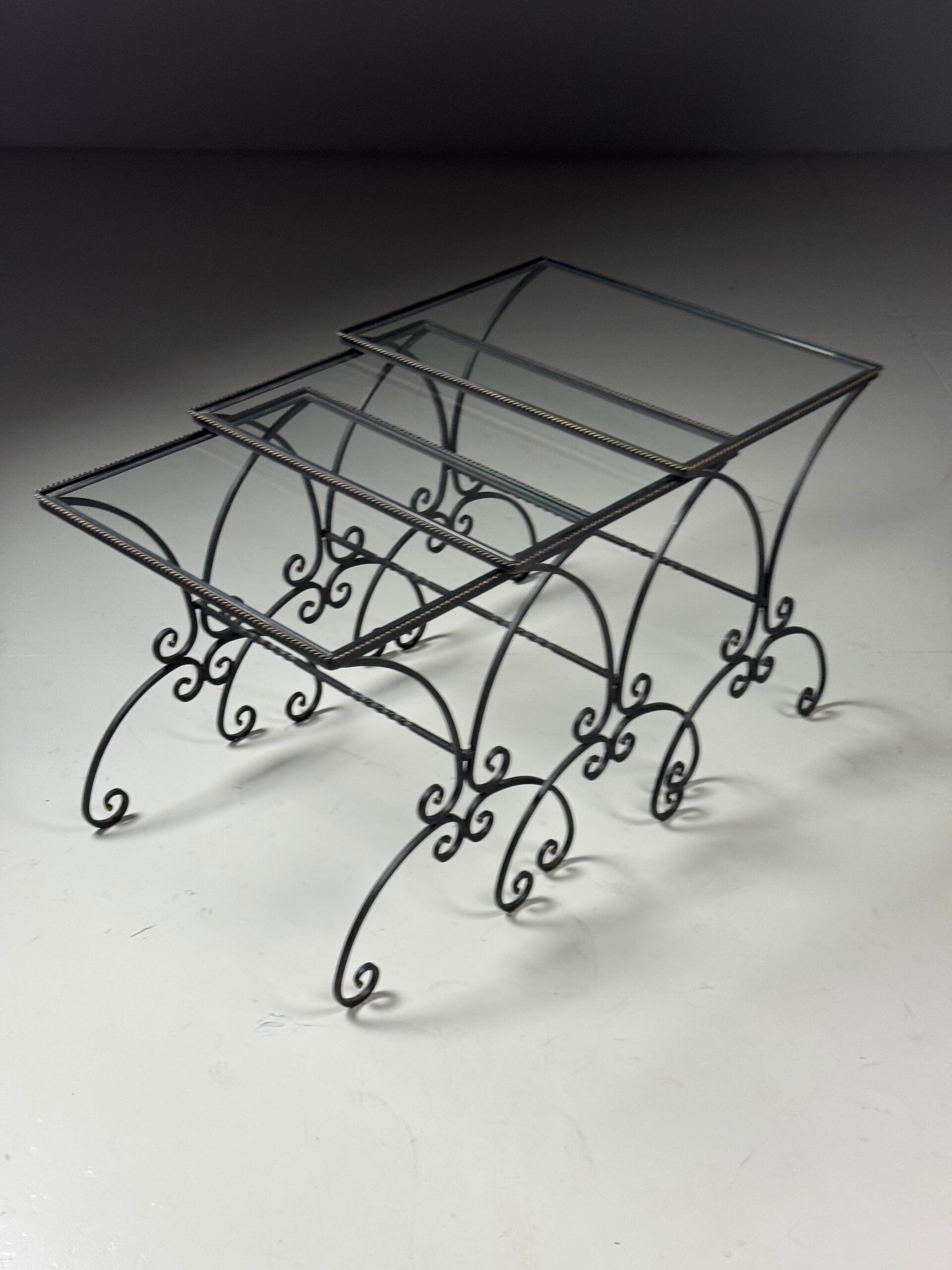 Set of 3 metal nesting tables 20th century