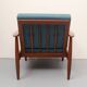1960s armchair in teak, cushions petrol