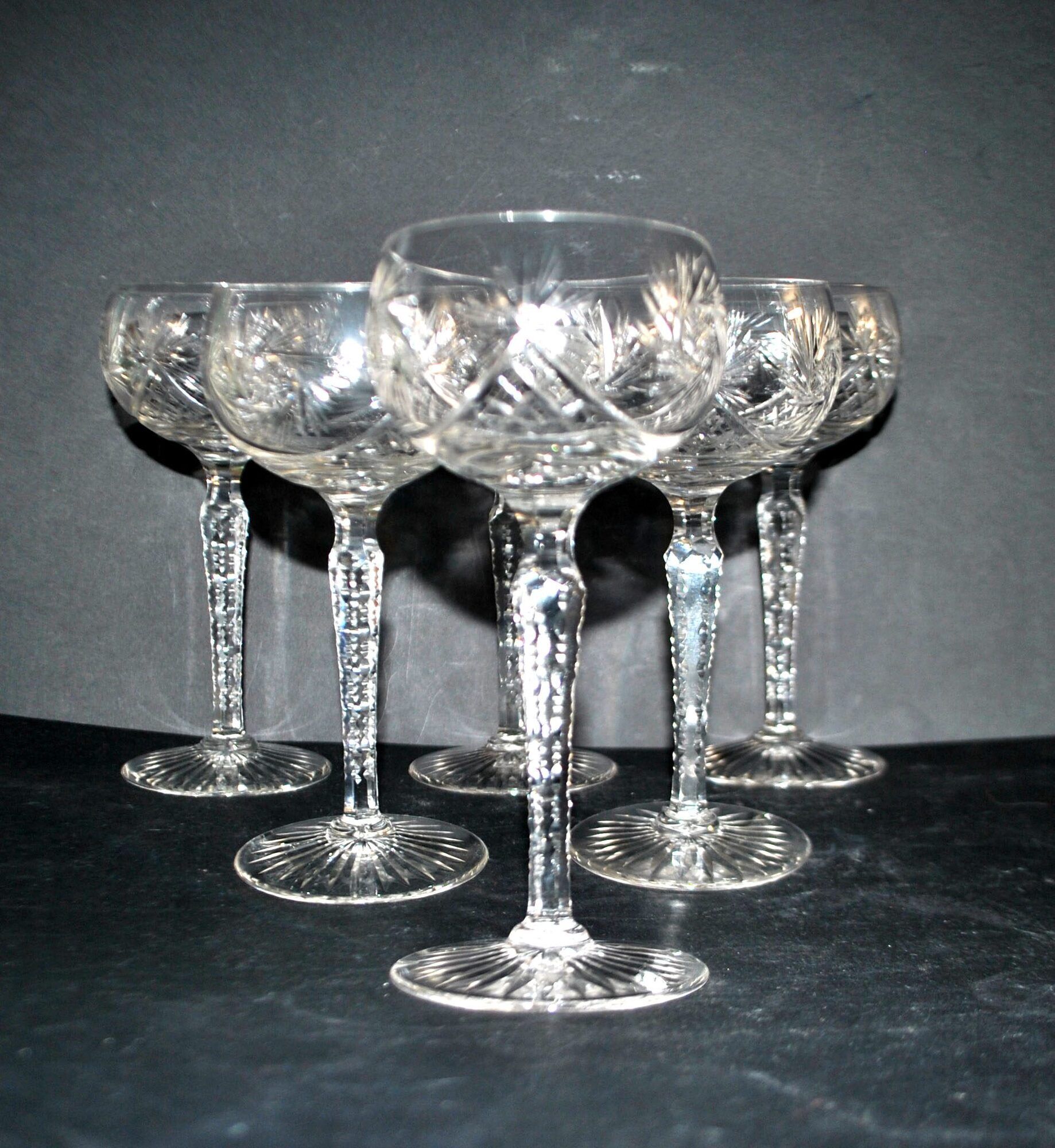 SAINT-LOUIS Balloon Wine Glass ROEMER in cut crystal star 1930 H15.3cm