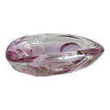 Petit cendrier vintage en verre rose translucide
