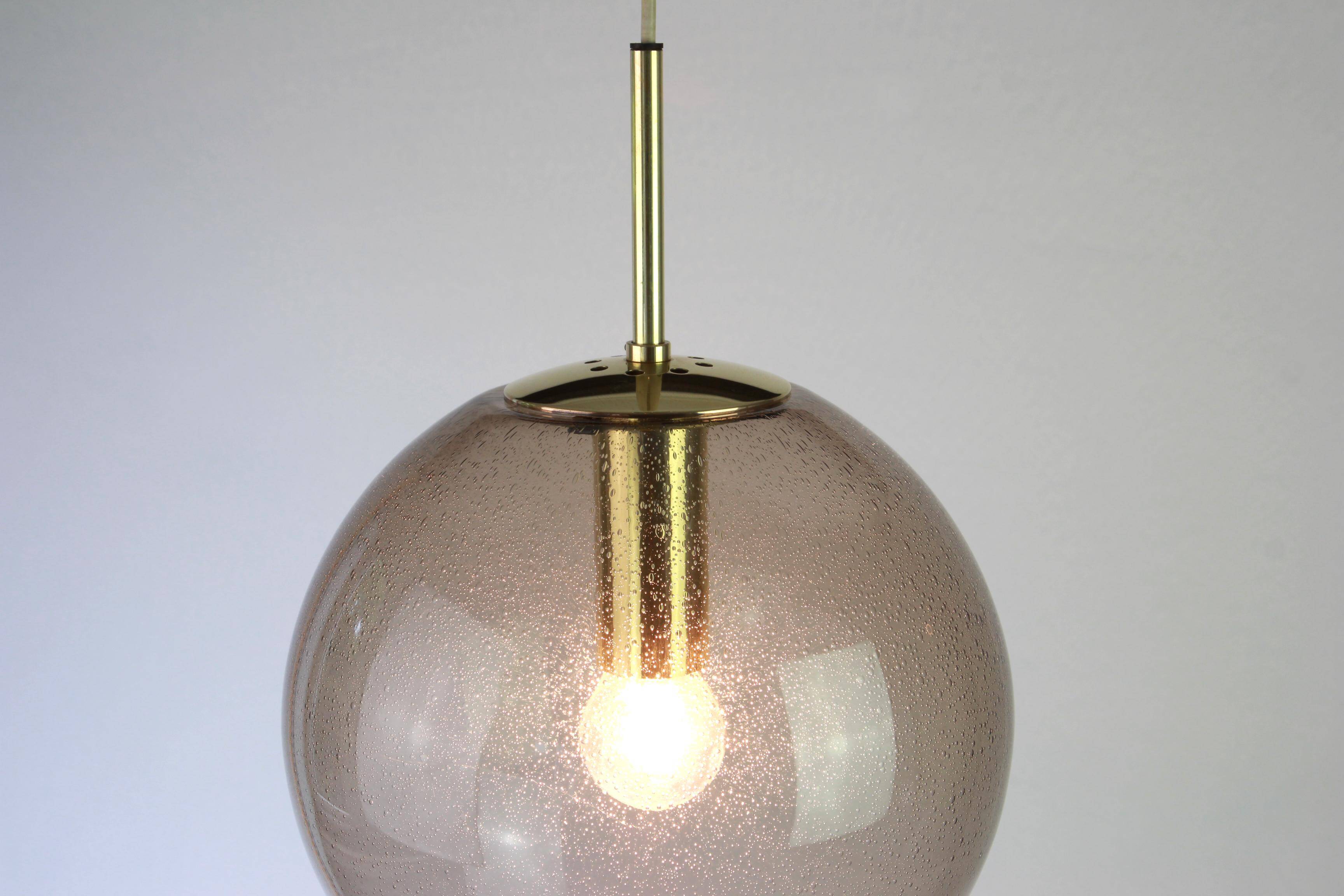 Lustre Limburg in brass with smoked glass ball, Germany, 1970s