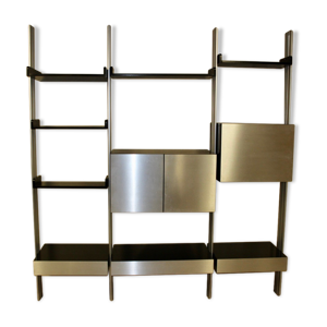 Etagère modulable en frêne à patine noire par roche bobois vers 1970
