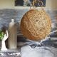 Abat-jour suspension boule vintage en osier et ficelle naturels
