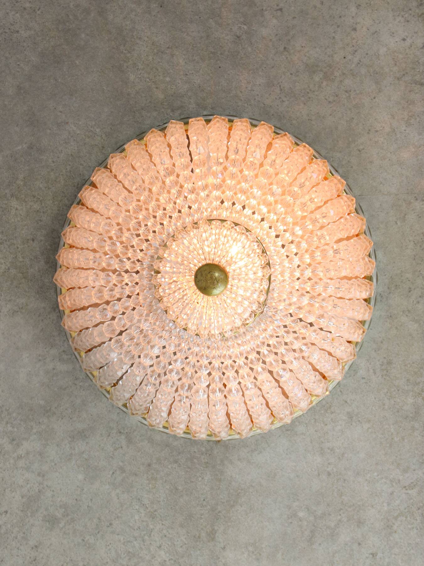 Mid-Century Czech Crystal and Brass Wall Lamp in Brass, 50s, set of 2