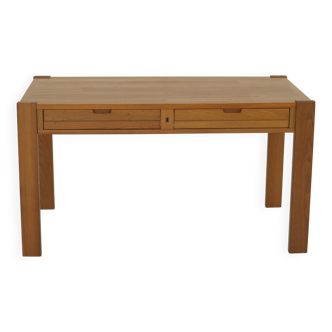 Bureau en bois massif (Orme) vintage Dlg Regain Circa 1980