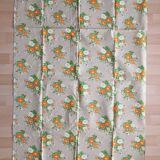 Nappe vintage Moissac fleuri et 8 serviettes neuf - beige orange vert neuf