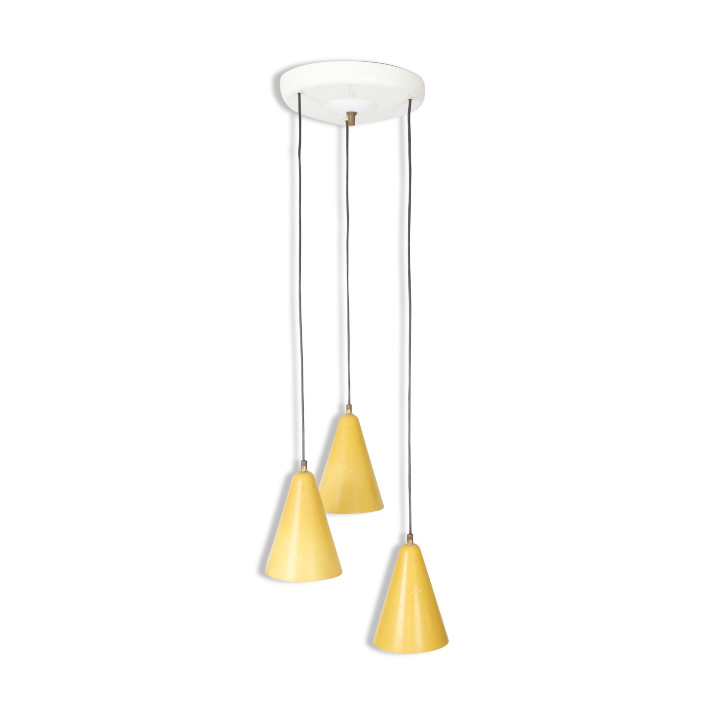 Aluminum yellow chandelier 1960s
