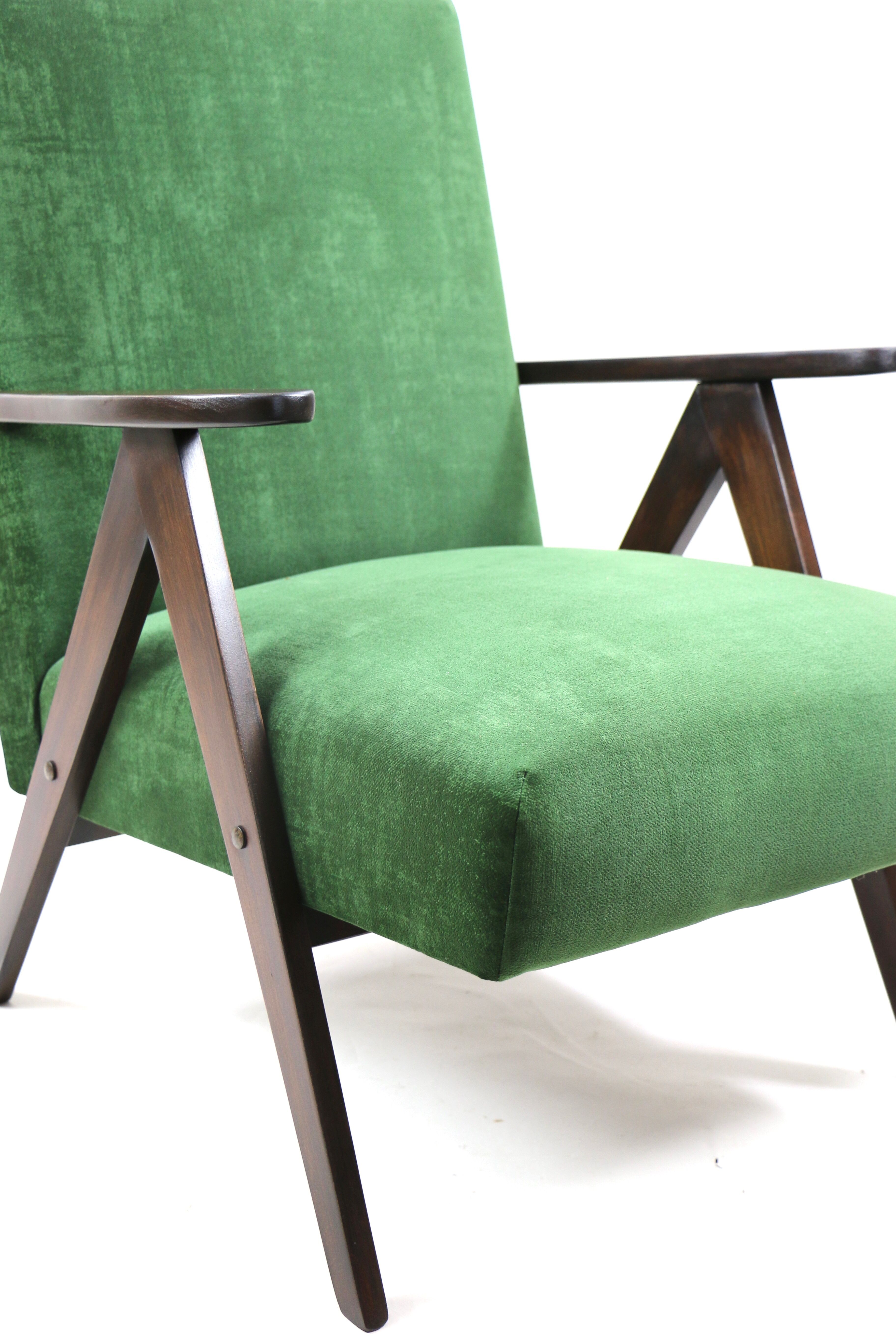 Vintage var green structural velvet easy chair, 1970s