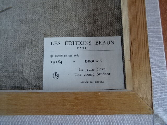 Painting the editions braun 1969 " drouais the young student 32.5 x 37 cm