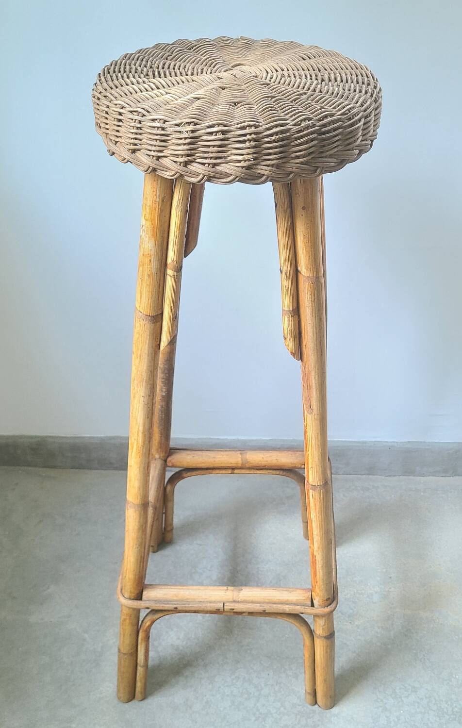 Vintage bamboo rattan wicker plant holder