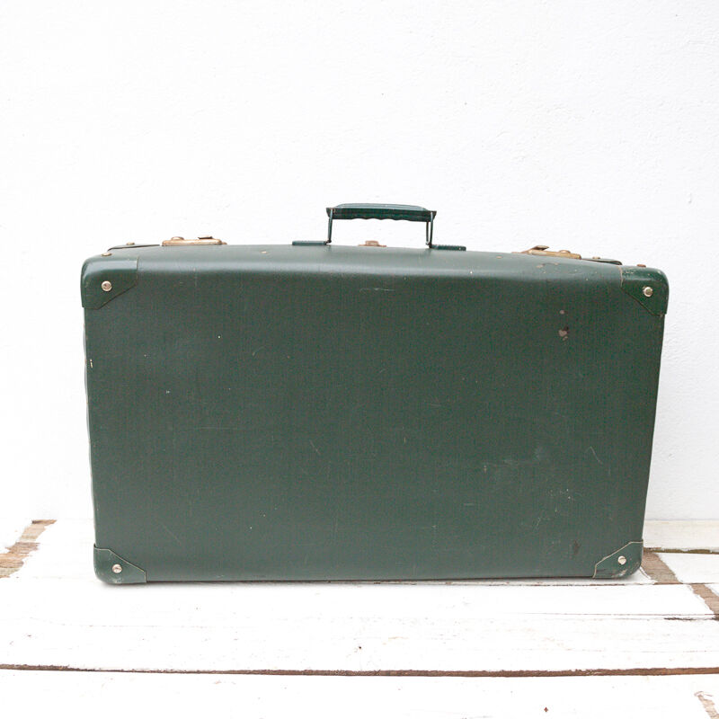 Green antique suitcase
